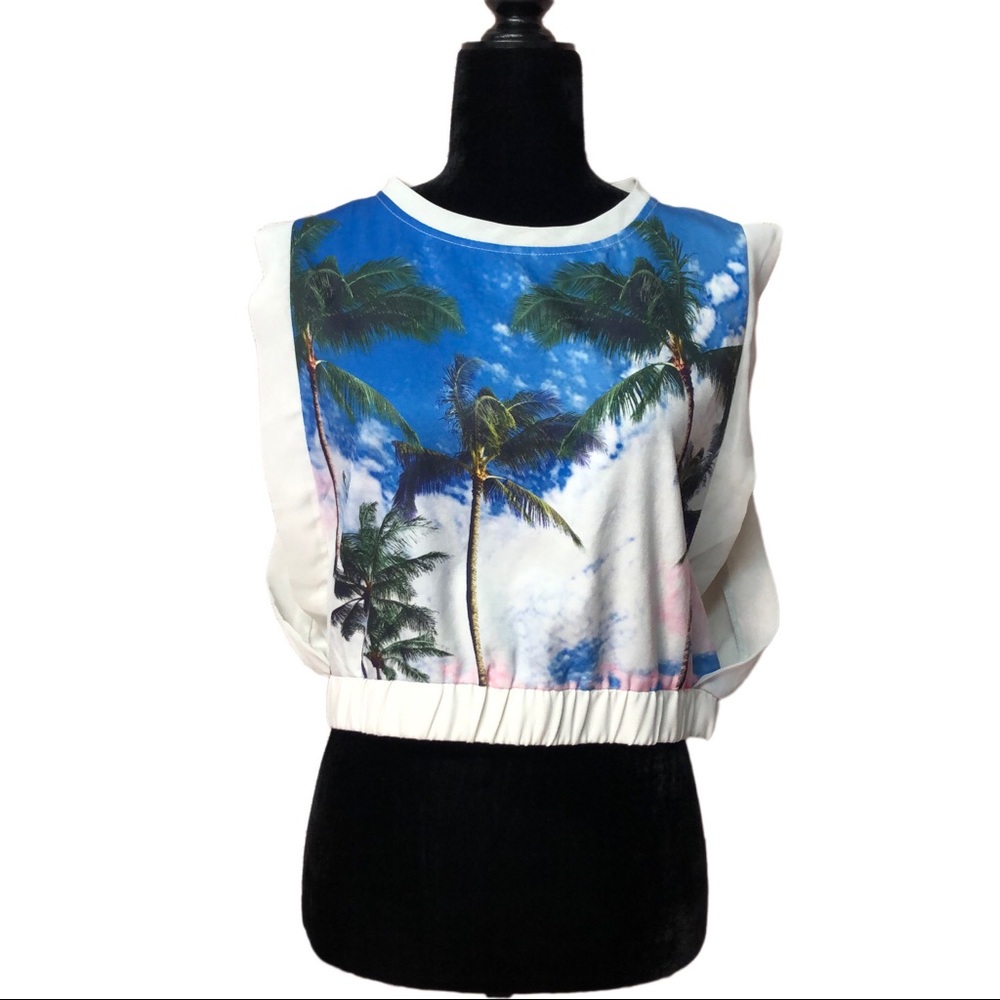 Mustard Seed Cropped Palm Tree Shirt Size Small